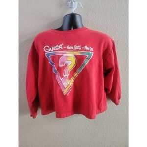 Guess By Georges Marciano Women's Red Vintage Crop Sweatshirt Size Medium
